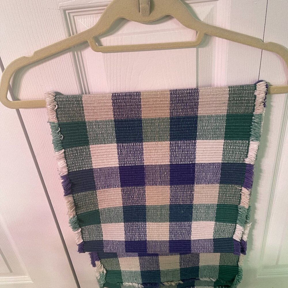 Table Runner Checker with Fringe 64 x 12 1/2